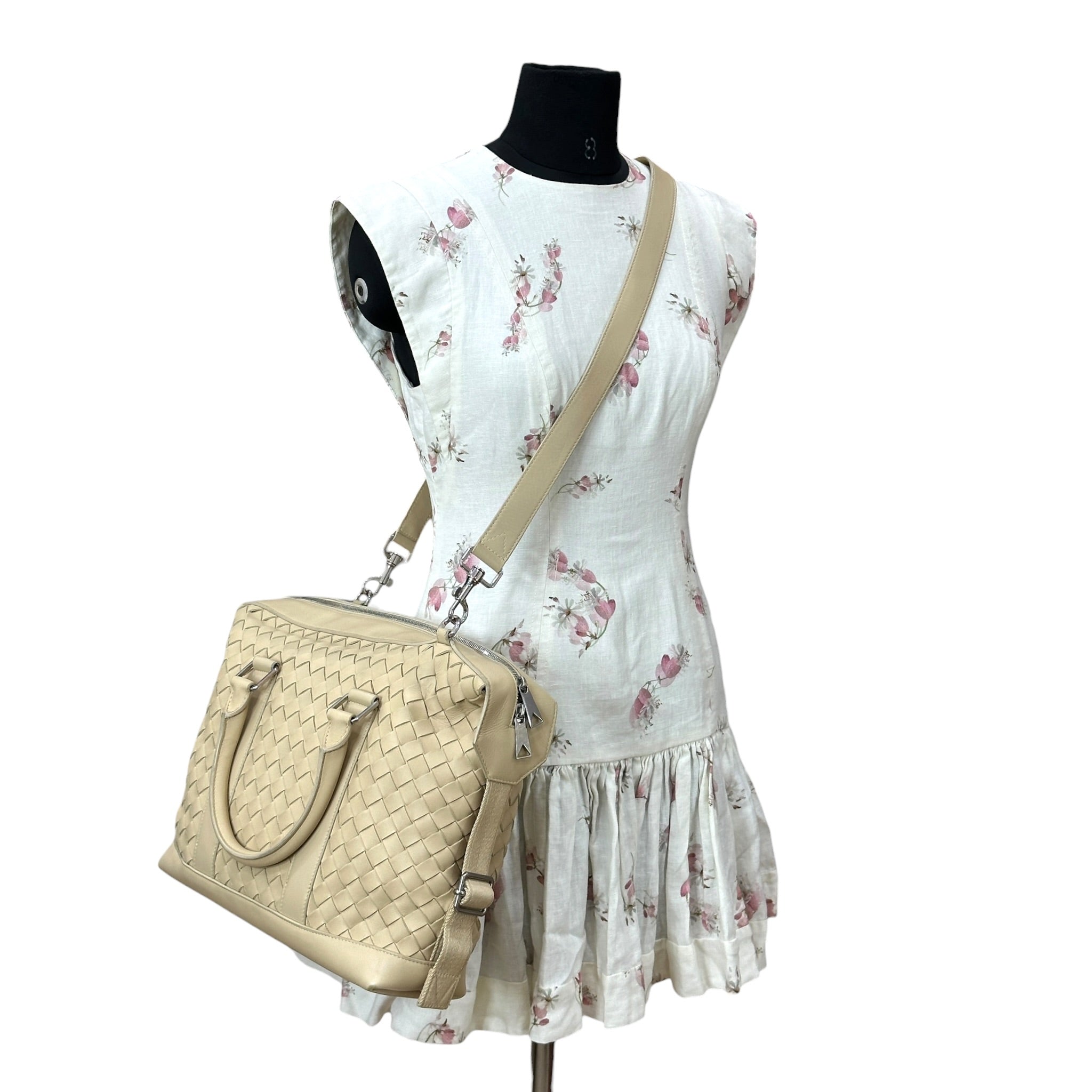 Bottega Veneta Braided Briefcase Bag Beige Intrecciato Leather