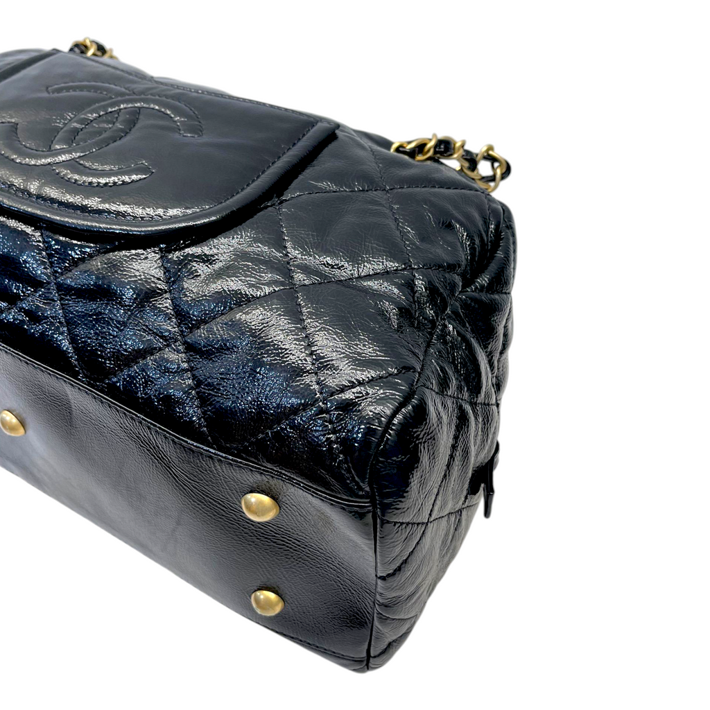 Chanel Shiny Aged Calfskin Bowler Bag Medium