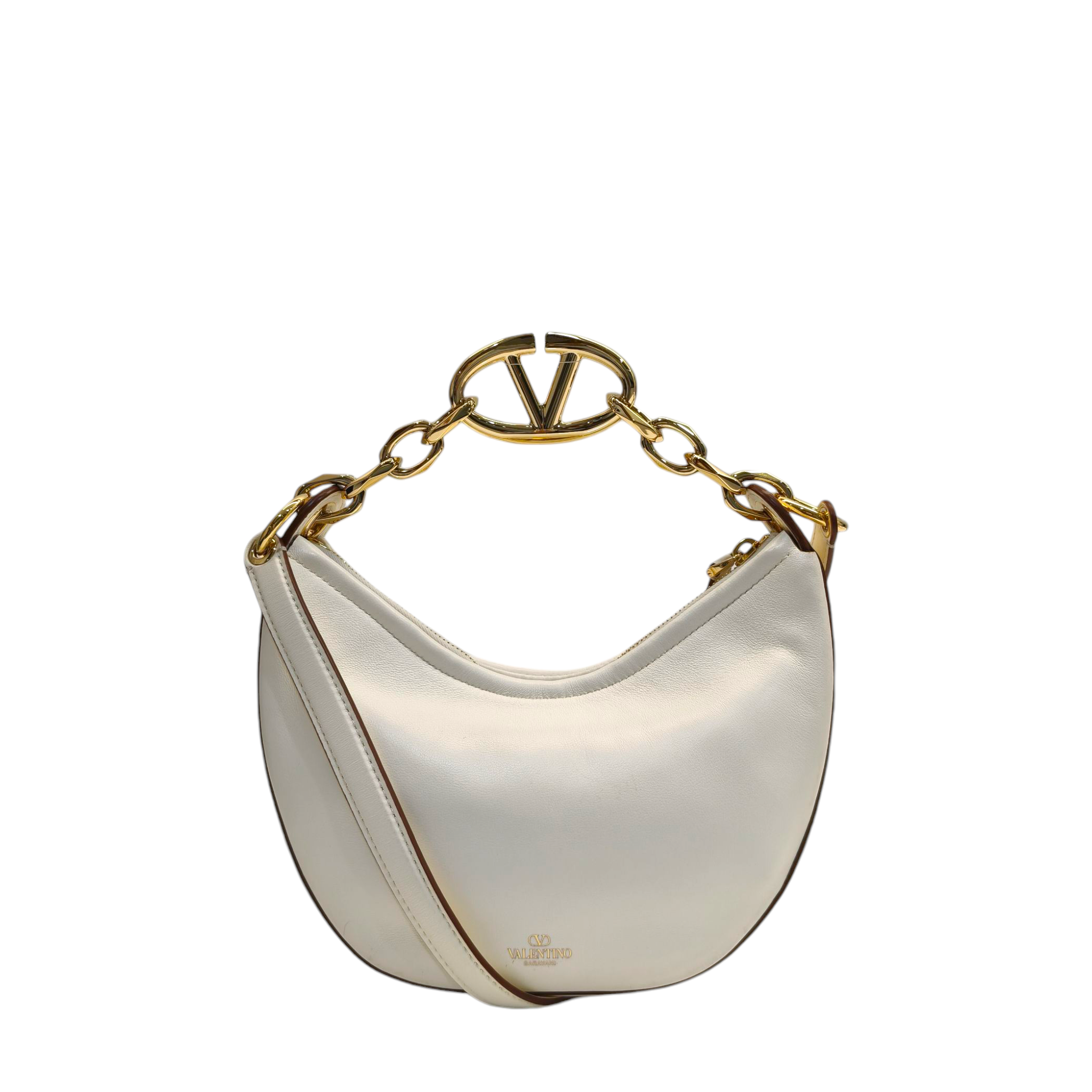 Valentino Moon Small Hobo Gold Metallic Calfskin Handbag