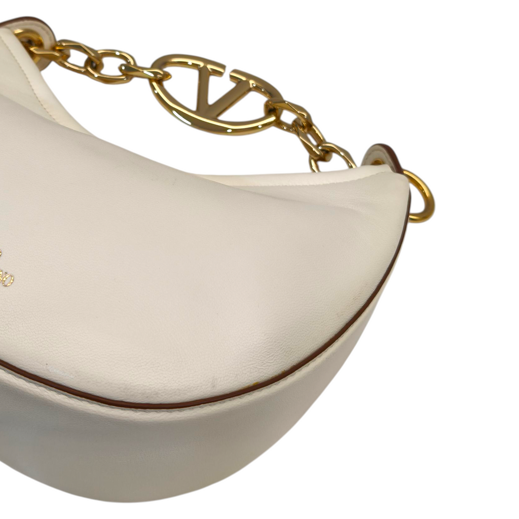 Valentino Moon Small Hobo Gold Metallic Calfskin Handbag