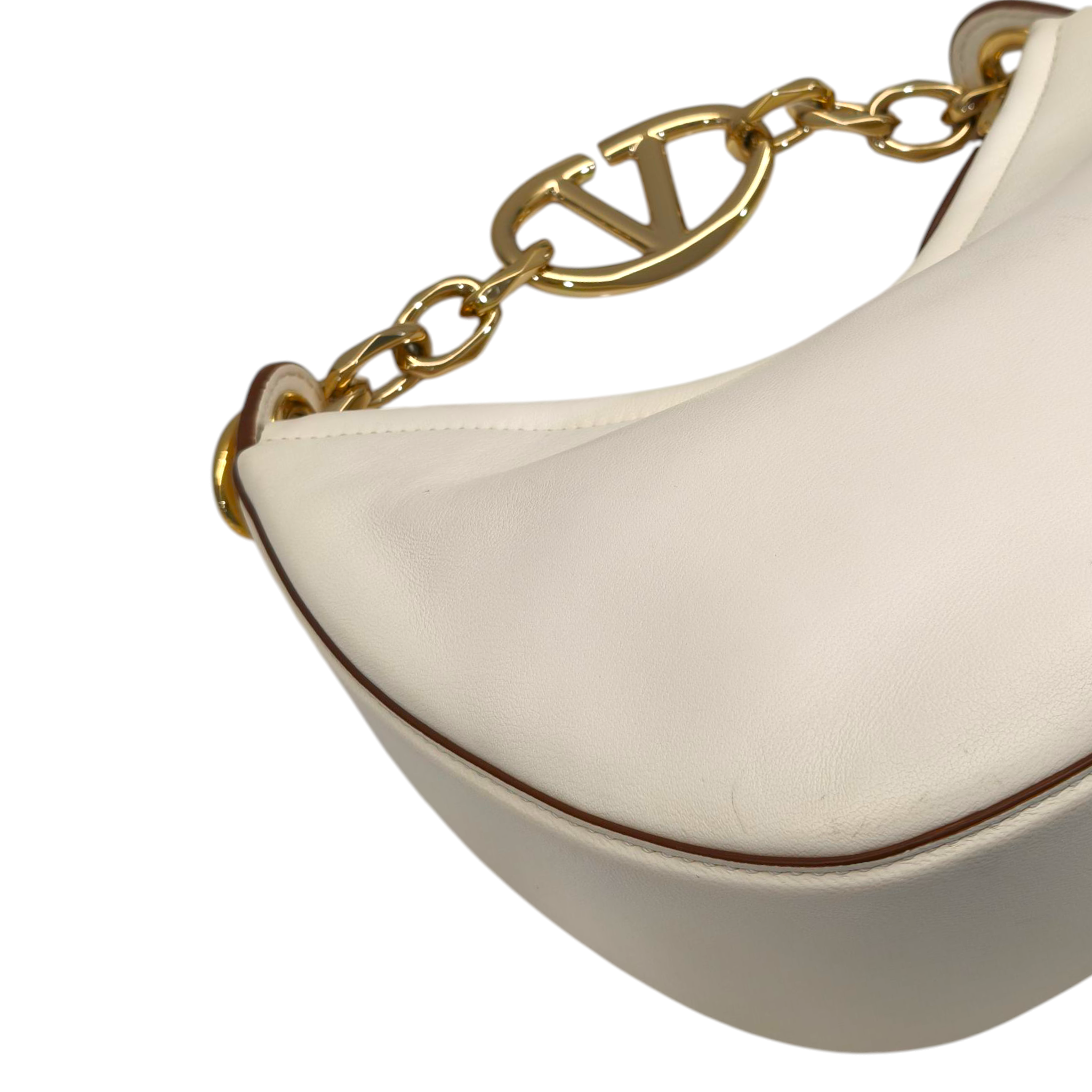 Valentino Moon Small Hobo Gold Metallic Calfskin Handbag