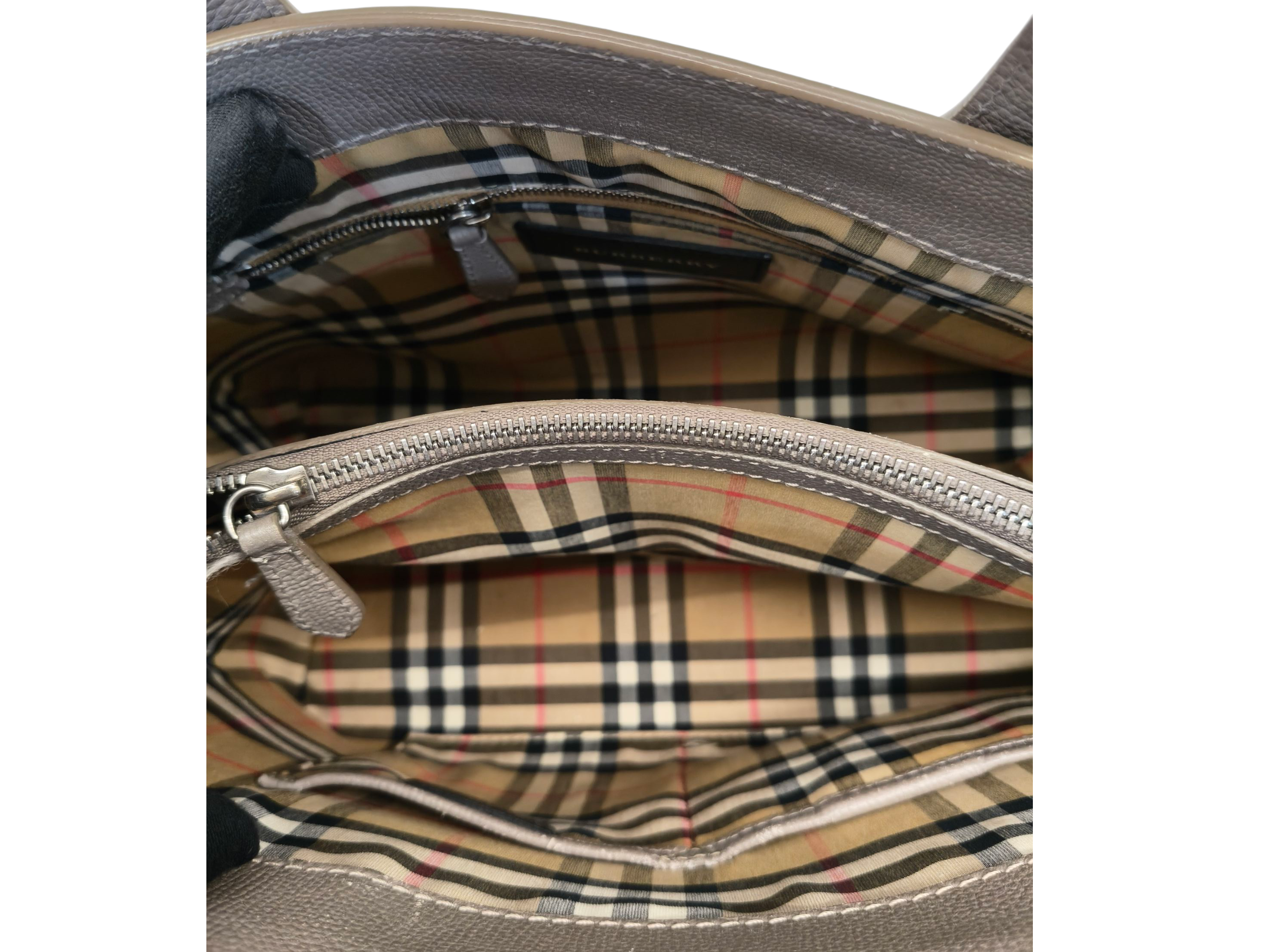 Burberry Plaid Leather Banner Handle Bag
