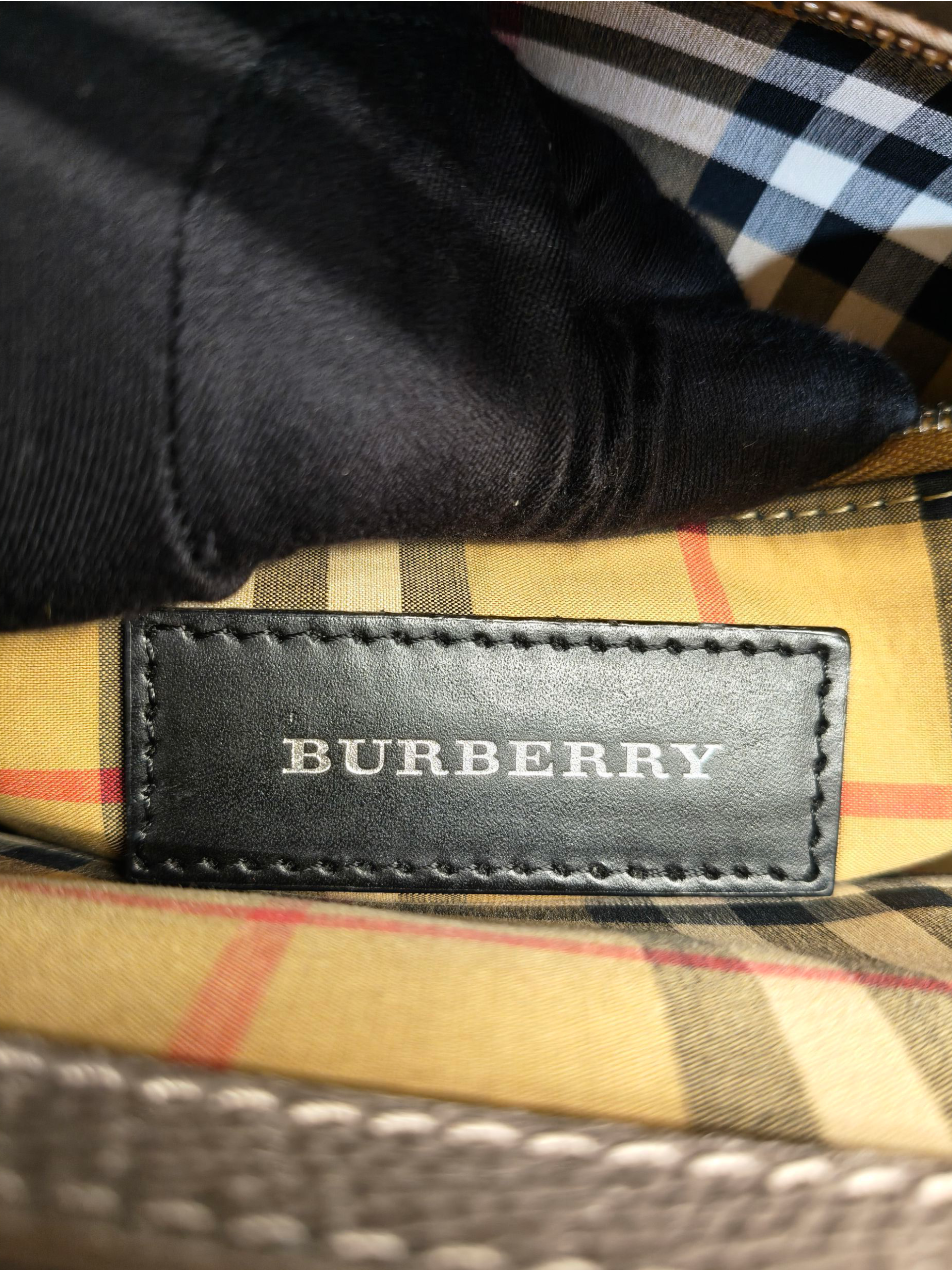 Burberry Plaid Leather Banner Handle Bag
