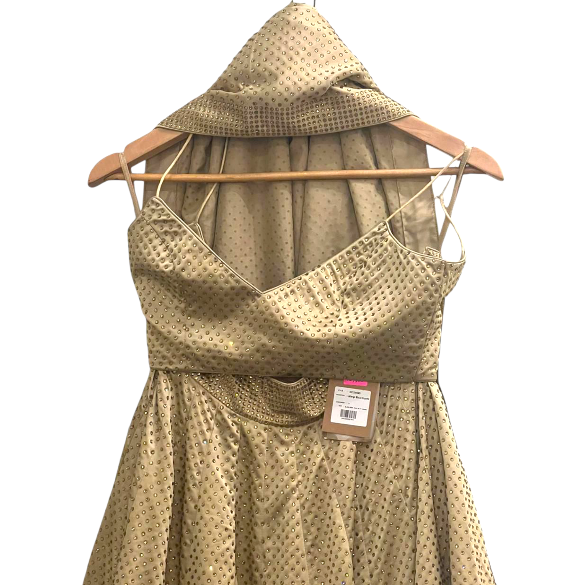 Itrh Gold Crystal Lehenga Set Size S