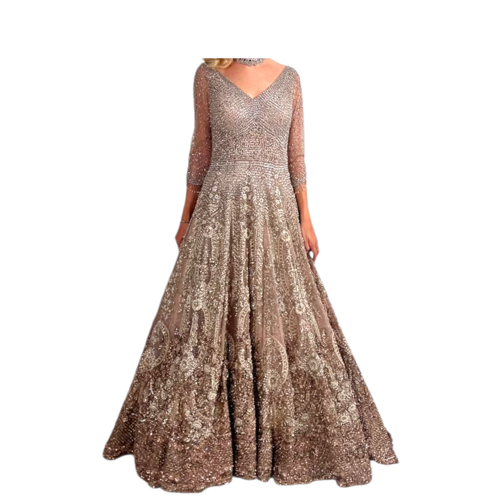 Dolly J Europa Pale Pink Shimmer Gown Set