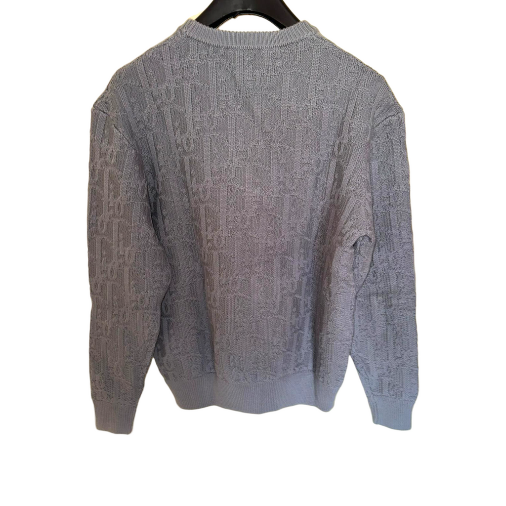 Dior Men Dior Oblique Grey Cotton-Blend Jacquard Sweater S