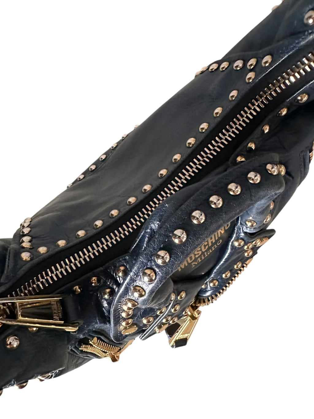 Moschino Biker Shoulder Dark Blue Bag