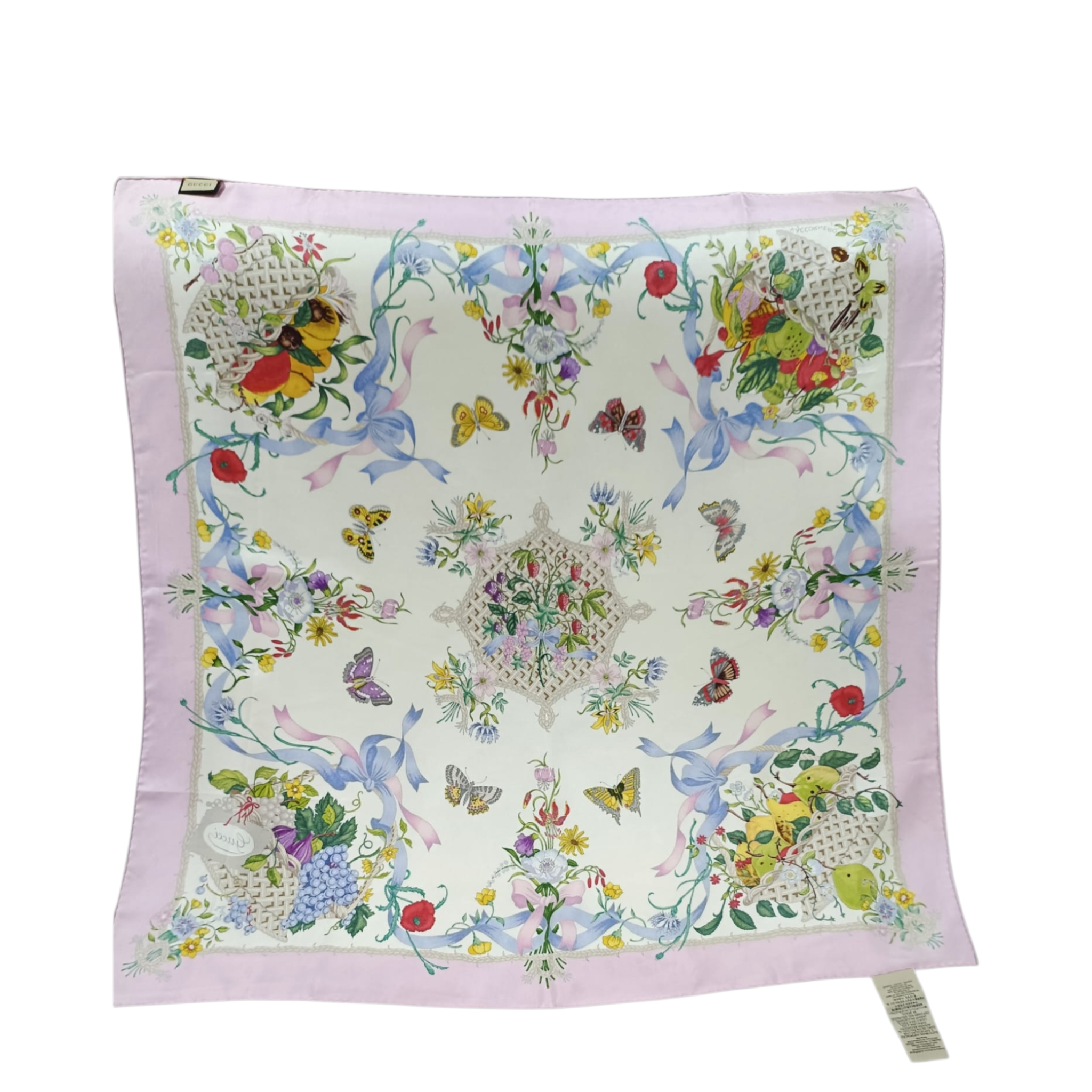 Gucci Silk "Flower Basket" Printed Scarf 90 CM