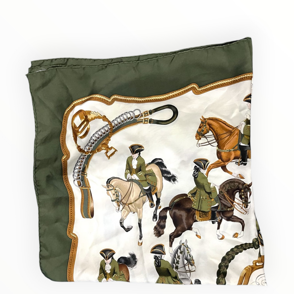 Hermès Scarf Carré 90 "Reprise" Green White Silk