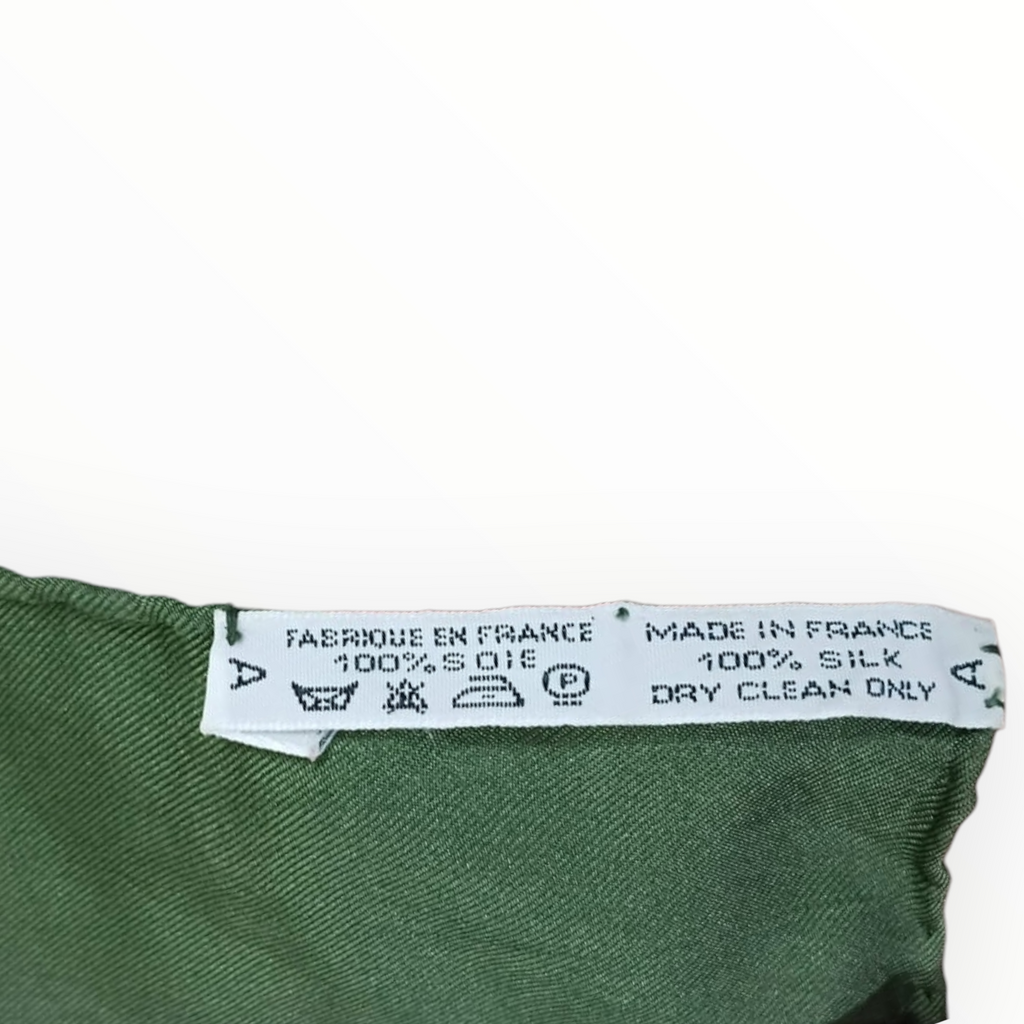 Hermès Scarf Carré 90 "Reprise" Green White Silk