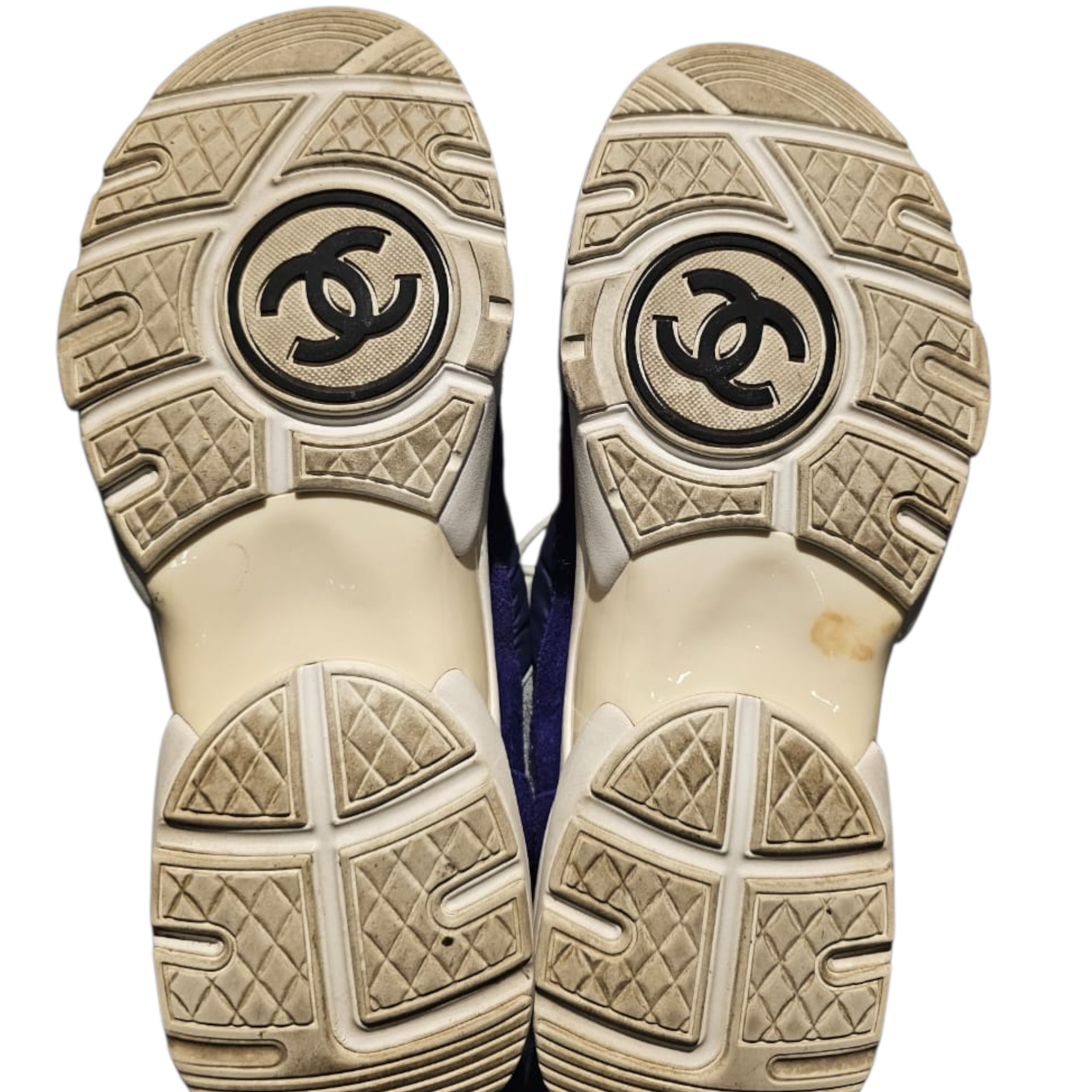 Chanel Low Top CC Logo Sneakers Purple/White Suede