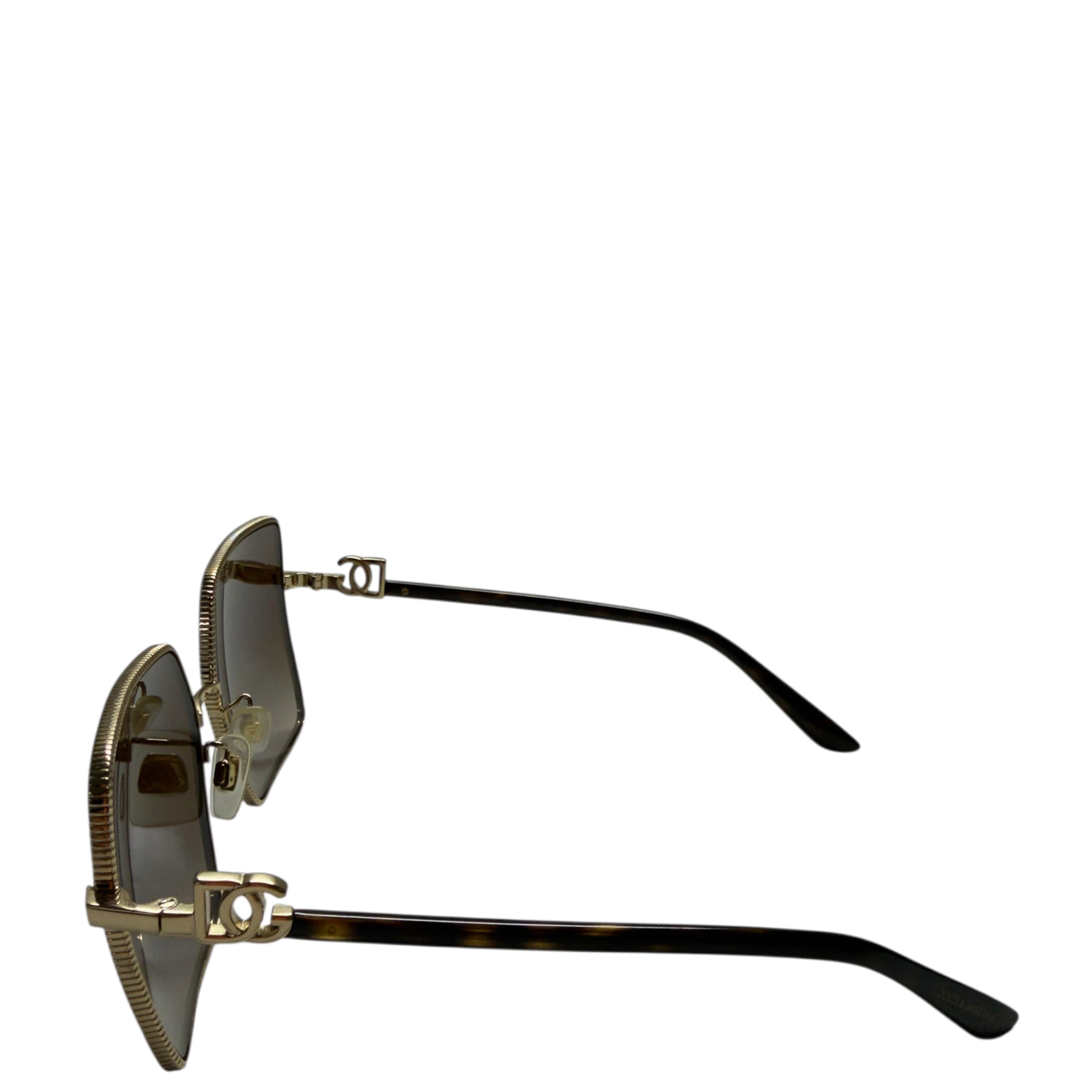 Dolce & Gabbana Square Metal Sunglasses Brown Gradient Lenses