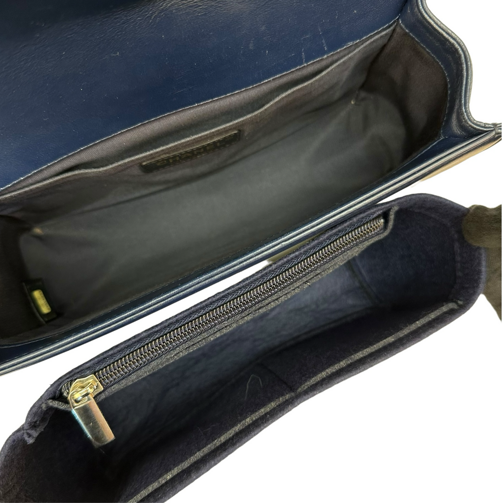 Chanel Boy Bag Chevron Medium Flap Blue