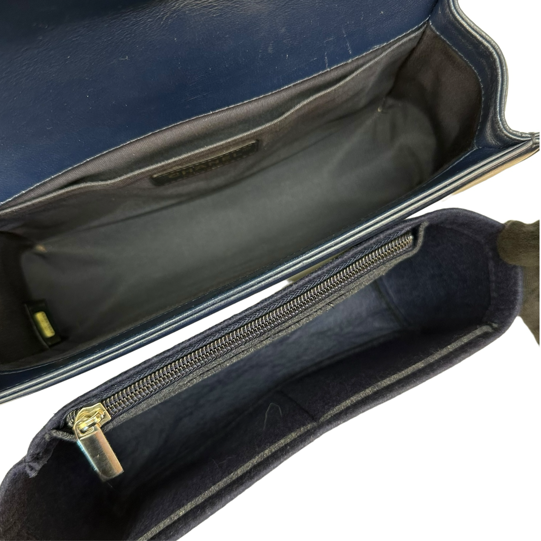 Chanel Boy Bag Chevron Medium Flap Blue