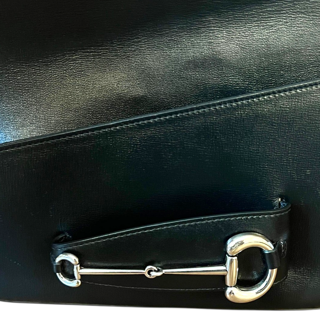 Gucci Horsebit 1955 Asymmetric Shoulder Bag Small Black Leather