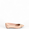 Christian Louboutin Duvettina Spikes Ballerina Flats Beige Suede Nappa Leather Size EU 37.5