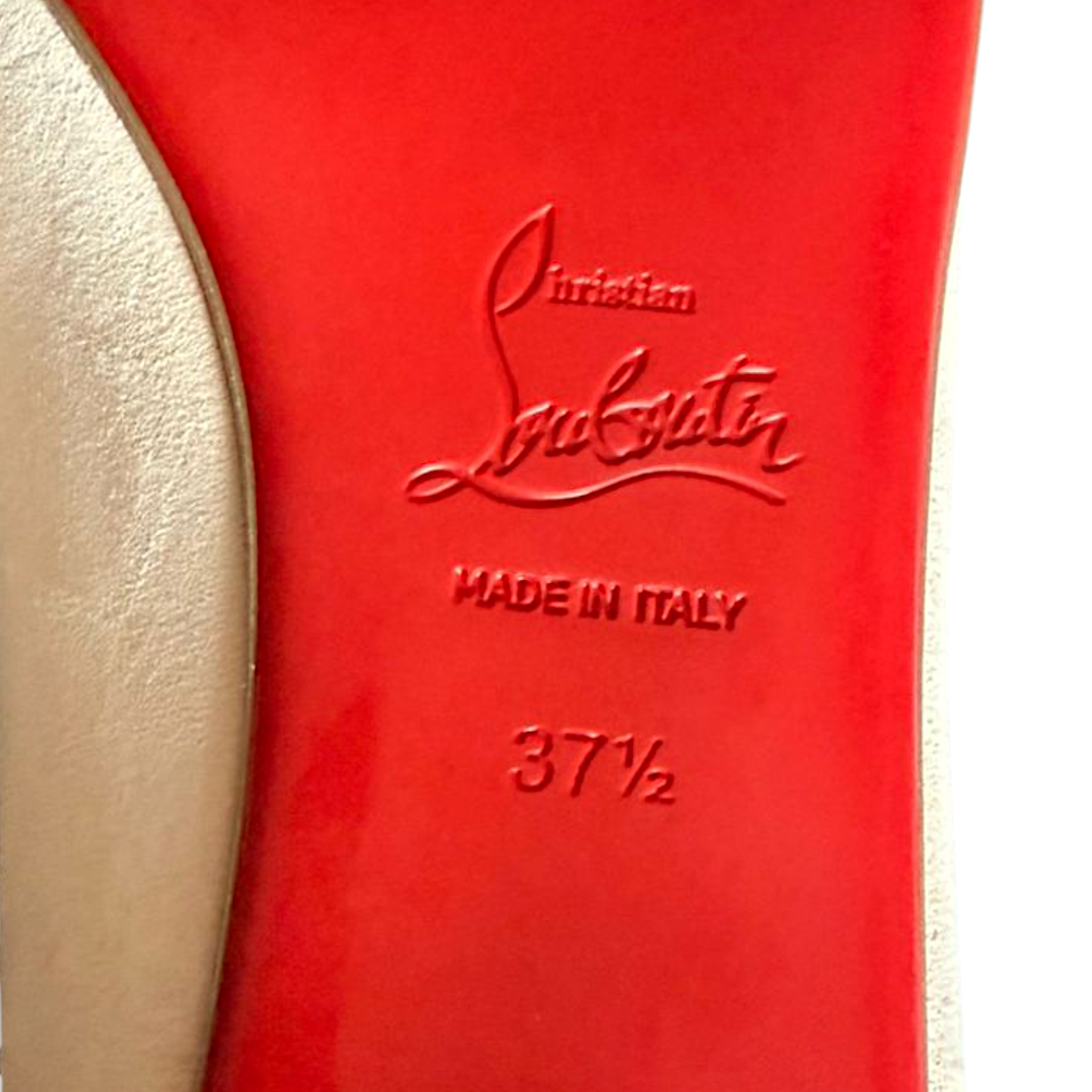 Christian Louboutin Duvettina Spikes Ballerina Flats Beige Suede Nappa Leather Size EU 37.5