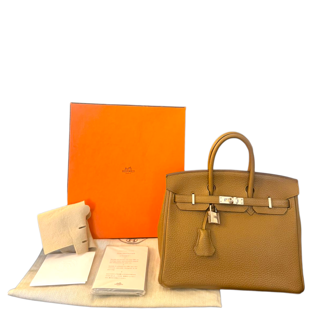 Hermès Birkin 25 Verso Bronze Dore Craie Togo PHW