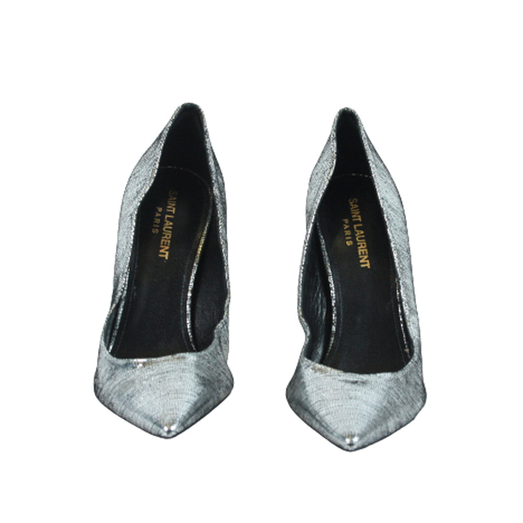 Opyum Metallic Pumps In Silver Size: 38