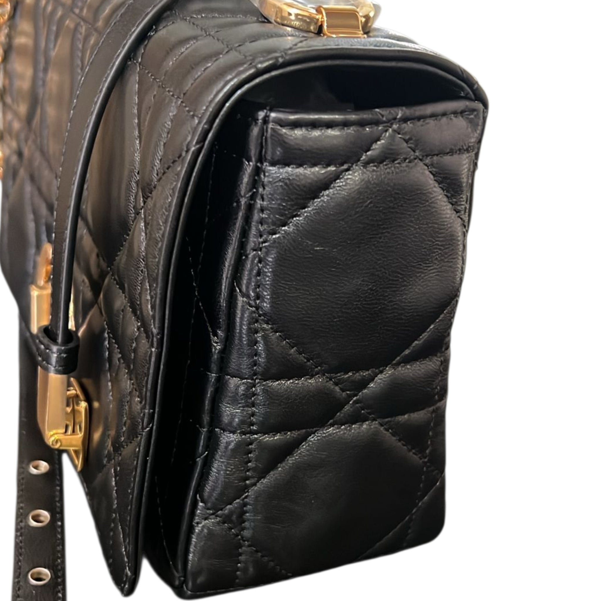 Christian Dior Caro Bag Medium Soft Black Macrocannage Lambskin