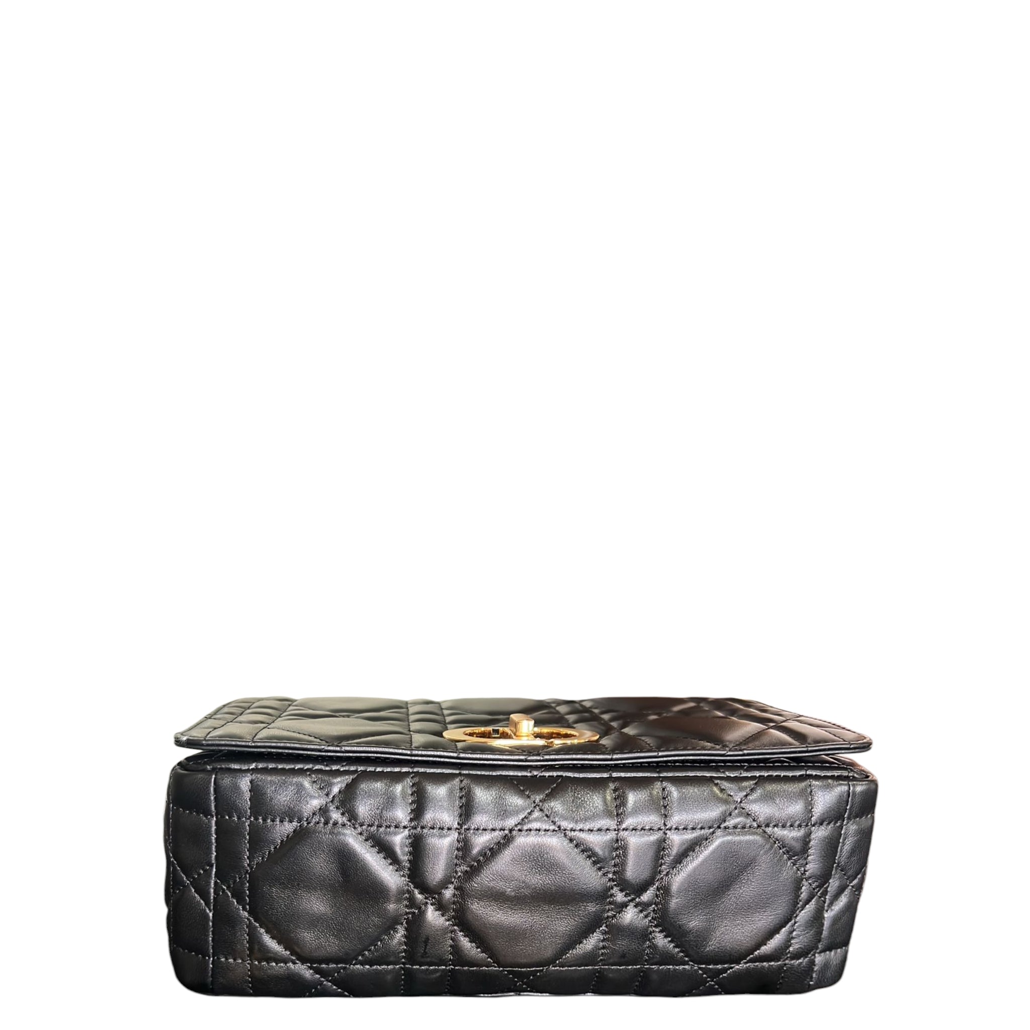 Christian Dior Caro Bag Medium Soft Black Macrocannage Lambskin