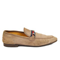 Gucci Beige Suede Web Horsebit Loafers EU 45
