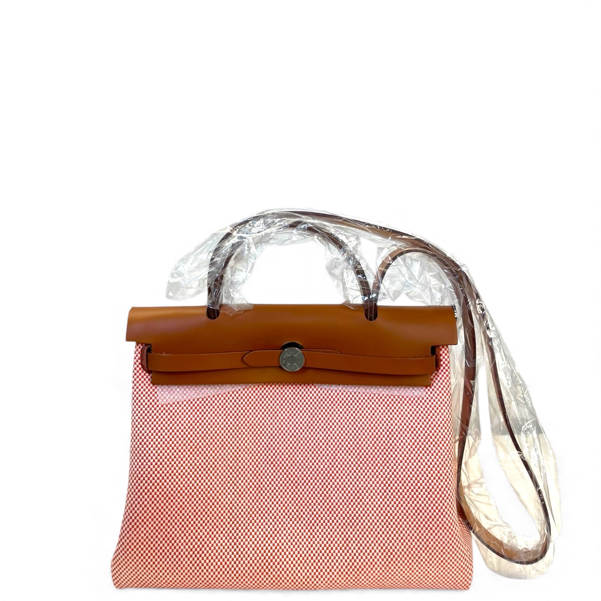 Hermes Herbag 31 Canvas Satchel Palladium Hardware