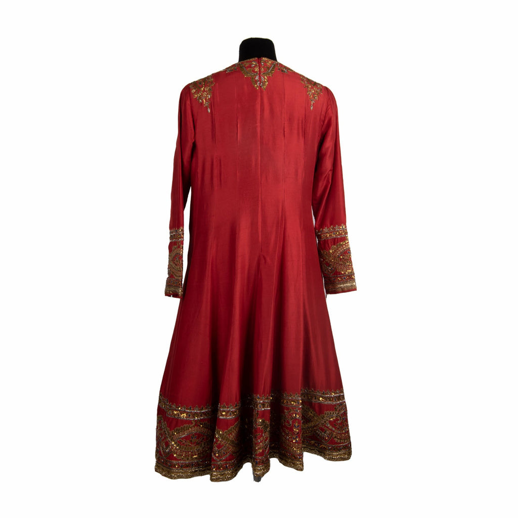Red Anarkali Sequence Work Dress