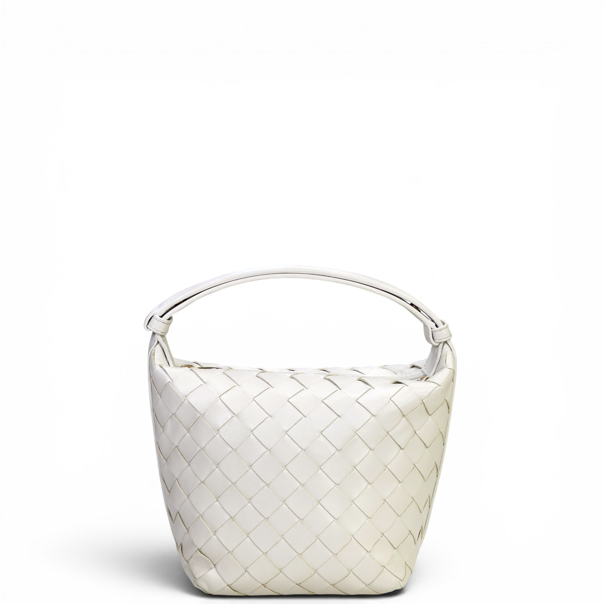 Bottega Veneta Candy Wallace Bag White Nappa Intrecciato Leather