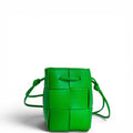 Bottega Veneta Cassette Bucket Bag Woven Green Leather