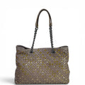Bottega Veneta Chain Tote Grey Intrecciato Nappa Patent Leather