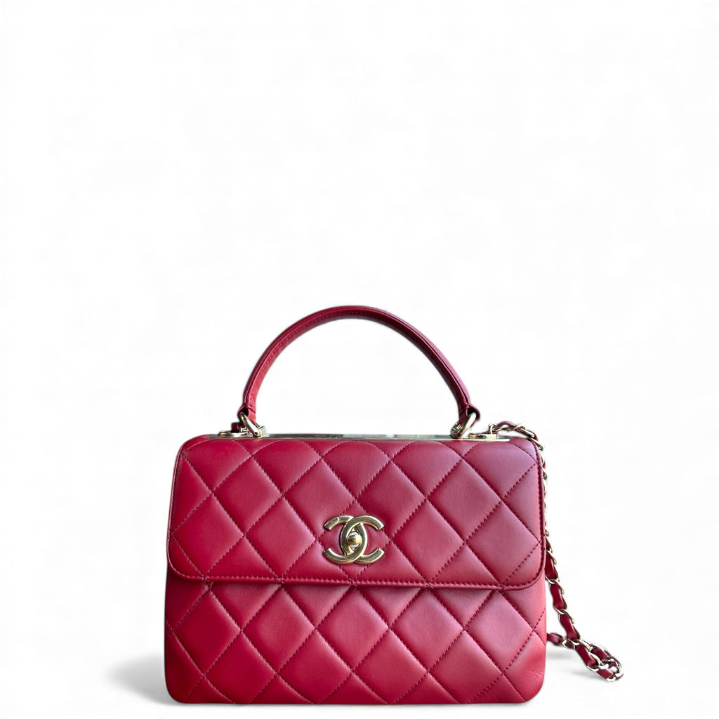 Chanel CC Trendy Small Dark Red GHW Full Set