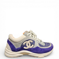 Chanel Low Top CC Logo Sneakers Purple/White Suede