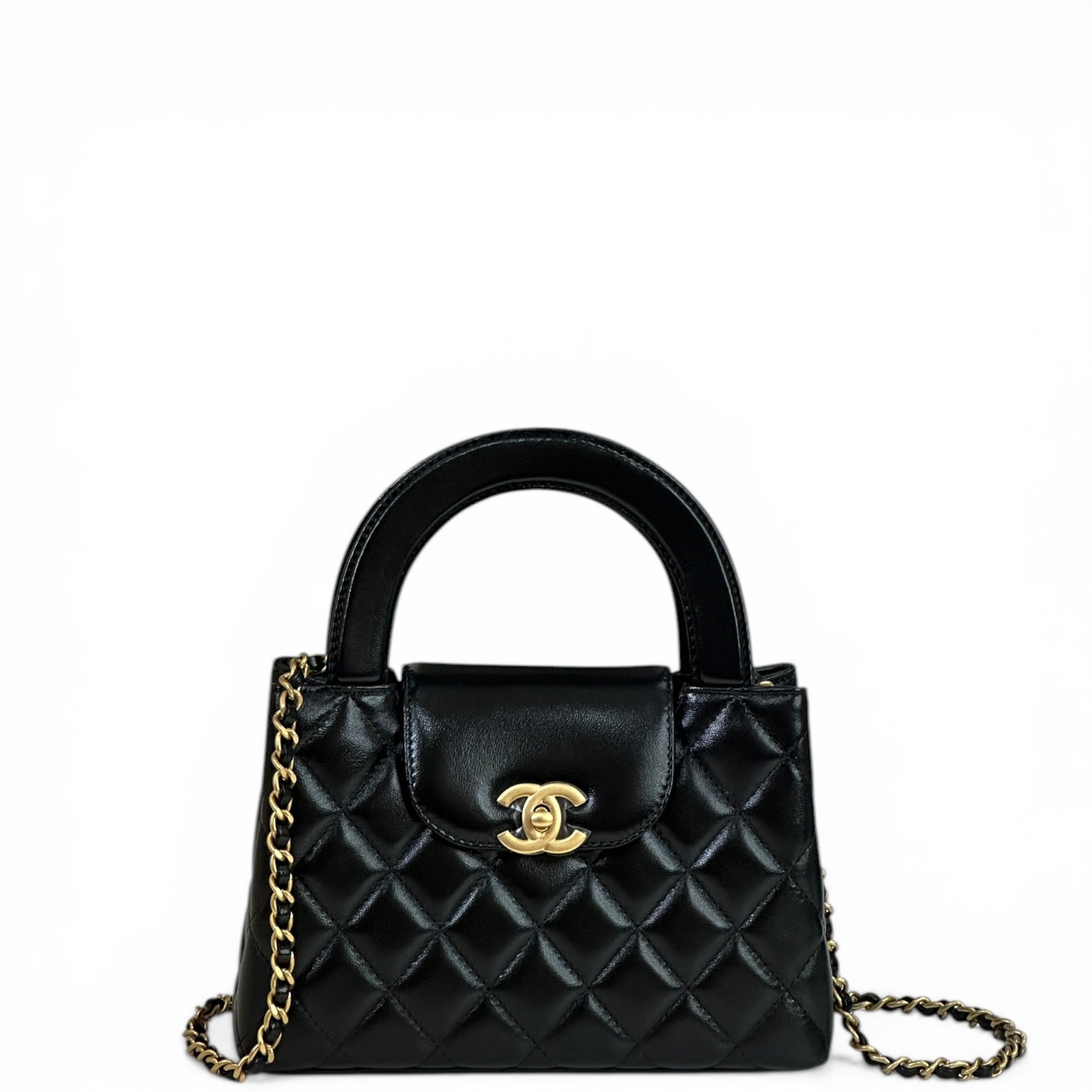 Chanel Nano Kelly Shopper black quilted Lambskin