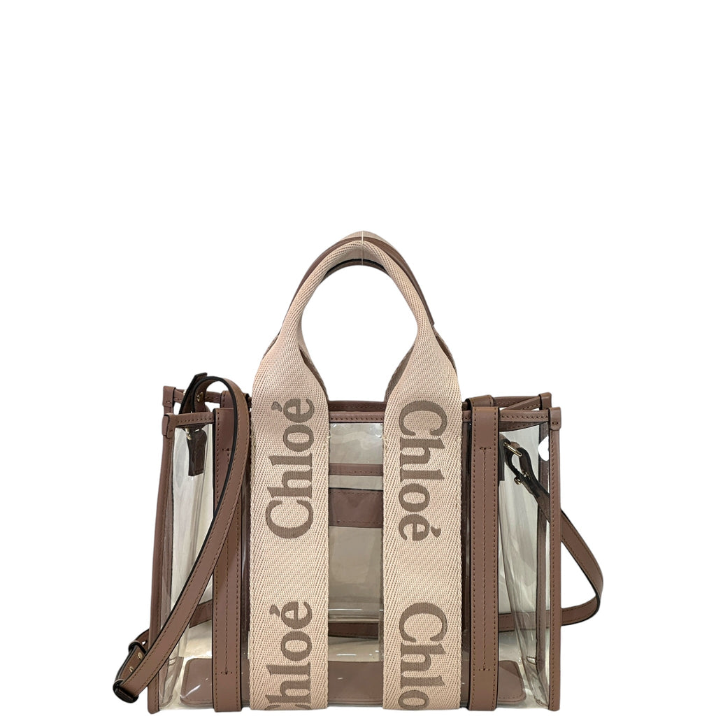 Chloé Woody Tote Bag Small Jelly Blush/Beige Leather Trim