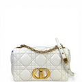 Christian Dior Caro Bag White Cannage Calfskin Leather