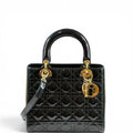 Christian Dior Lady Dior Medium Black Cannage Patent