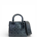 Christian Dior Studded Lady Dior medium Black Matte Calfskin Cannage