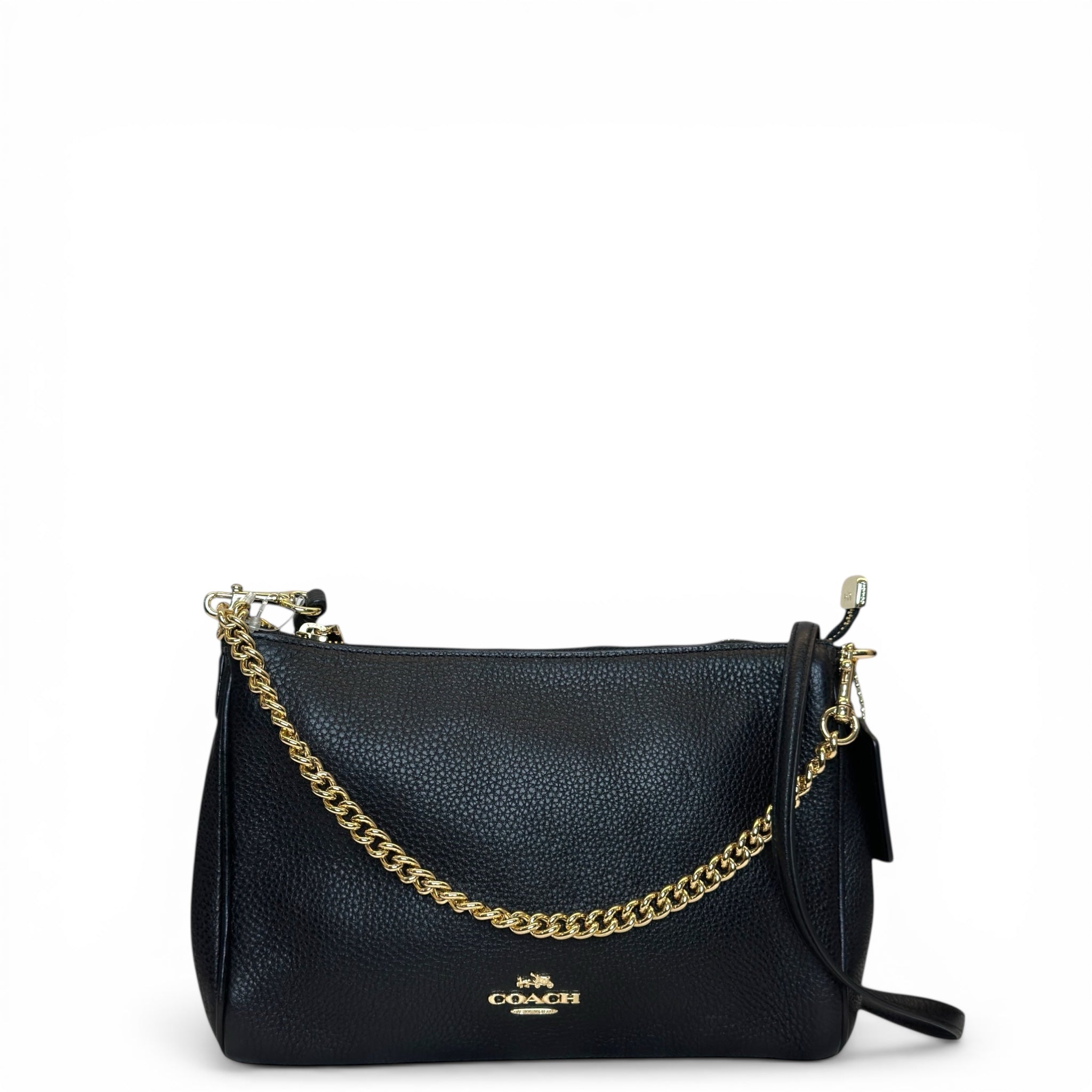 Coach Carrie Crossbody Bag Black Pebbled Leather