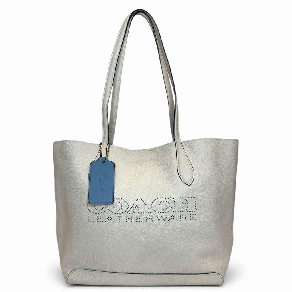 Coach KIA Tote White Leather