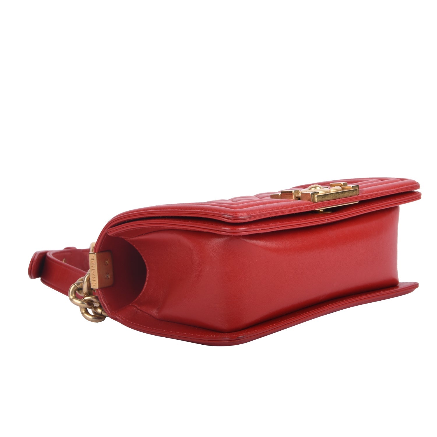 Chanel Boy Bag Small in Lambskin Quilted Flap Red