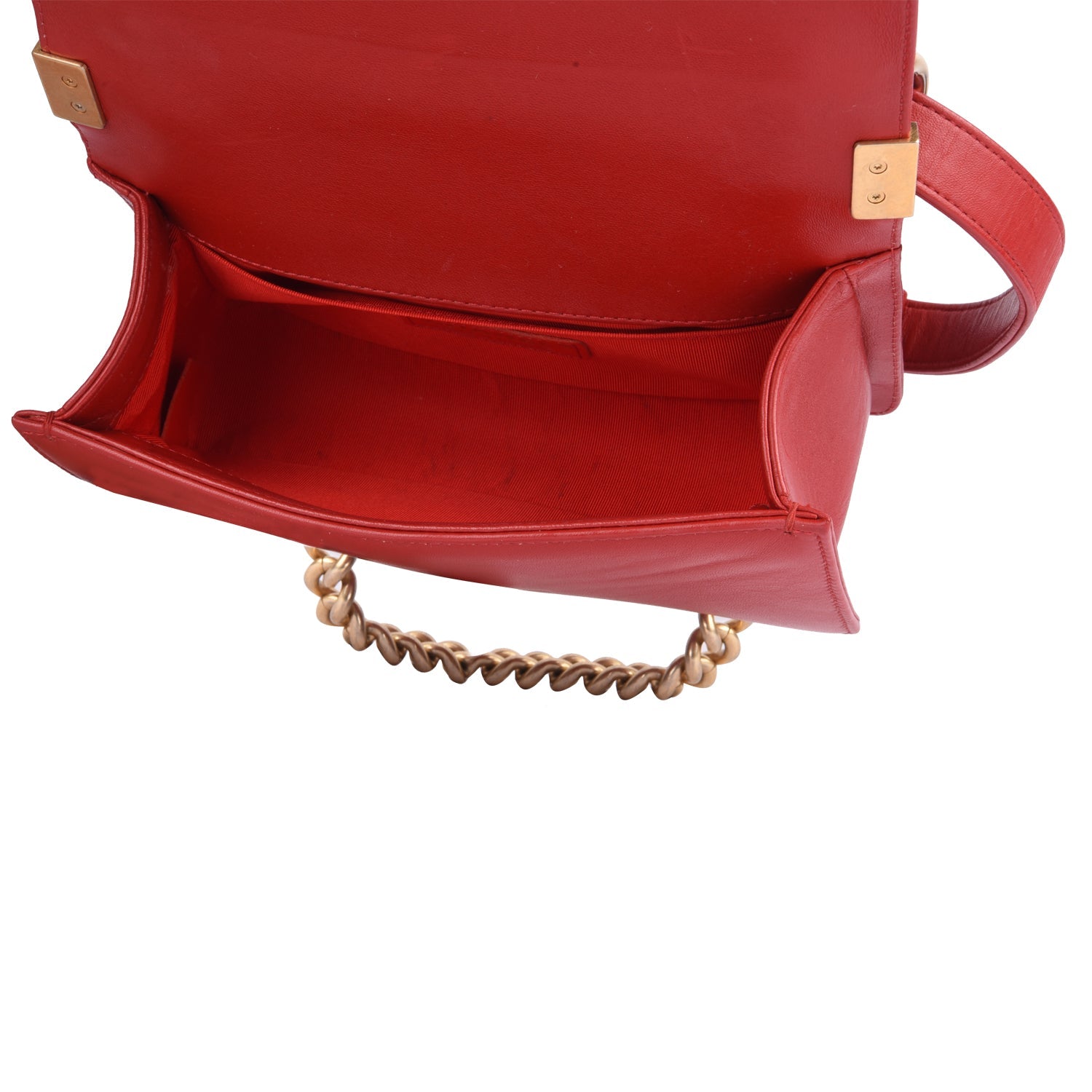 Chanel Boy Bag Small in Lambskin Quilted Flap Red