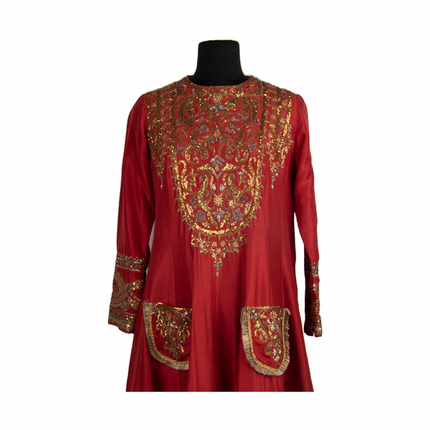 Red Anarkali Sequence Work Dress