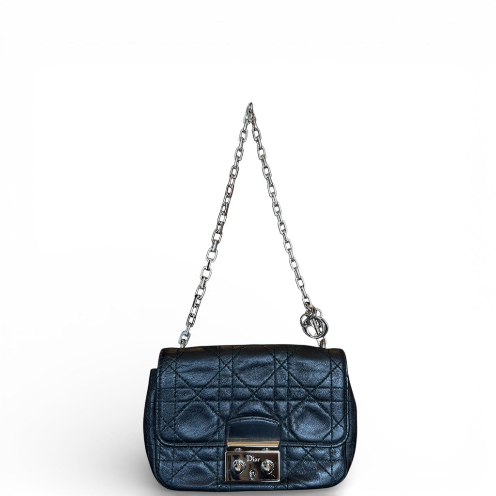 Dior Mini Miss Dior Pouch Bag Black Cannage Leather