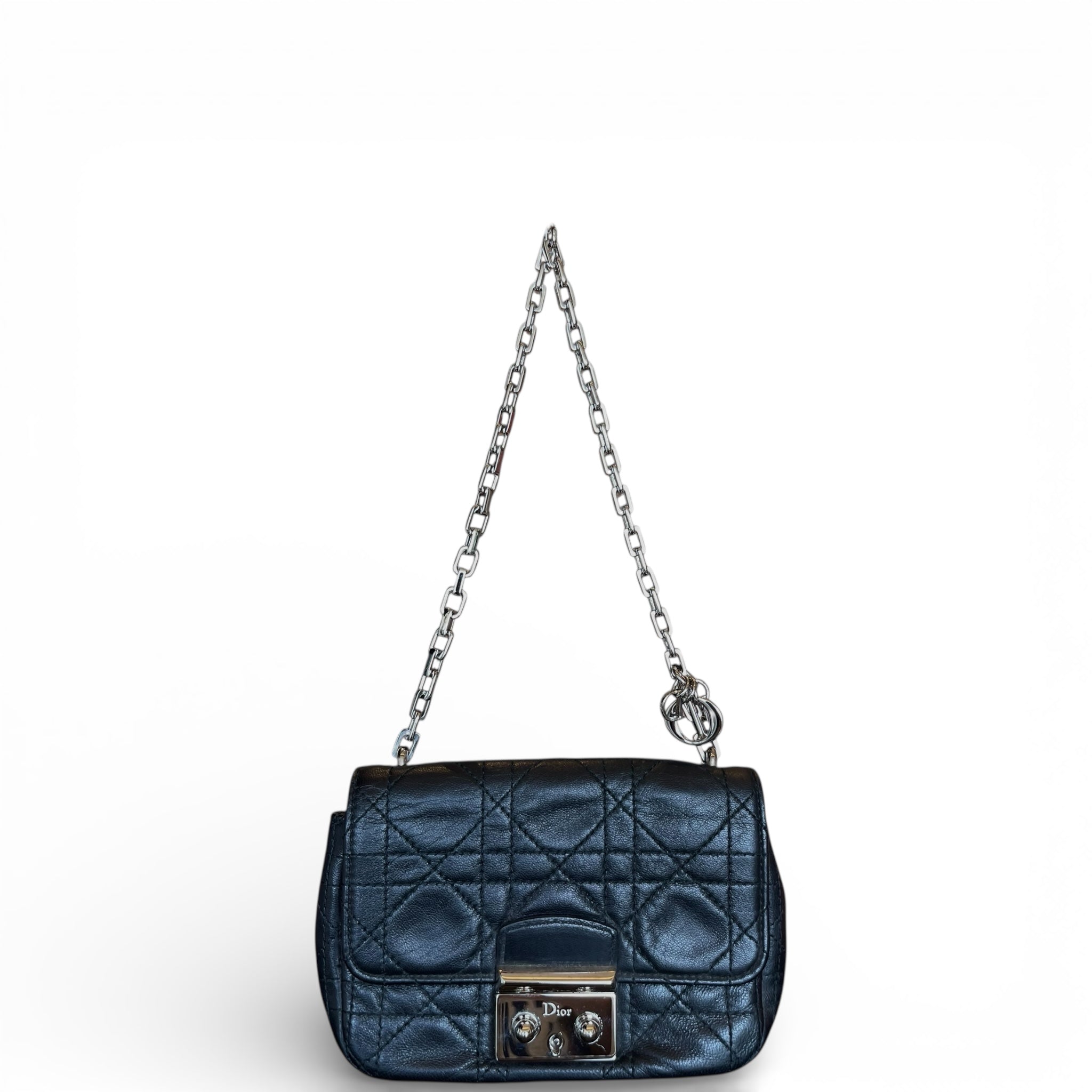 Dior Mini Miss Dior Pouch Bag Black Cannage Leather