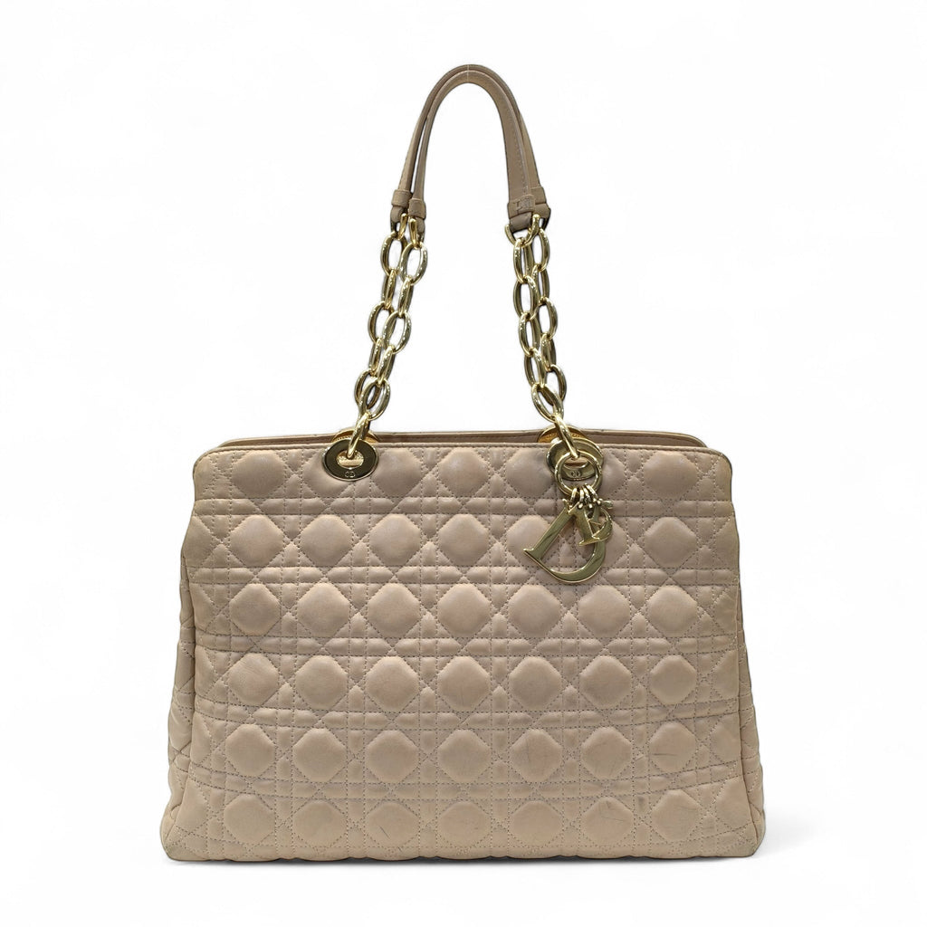 Dior Pink Cannage Quilted Soft Leather Medium Shopping Tote Bag