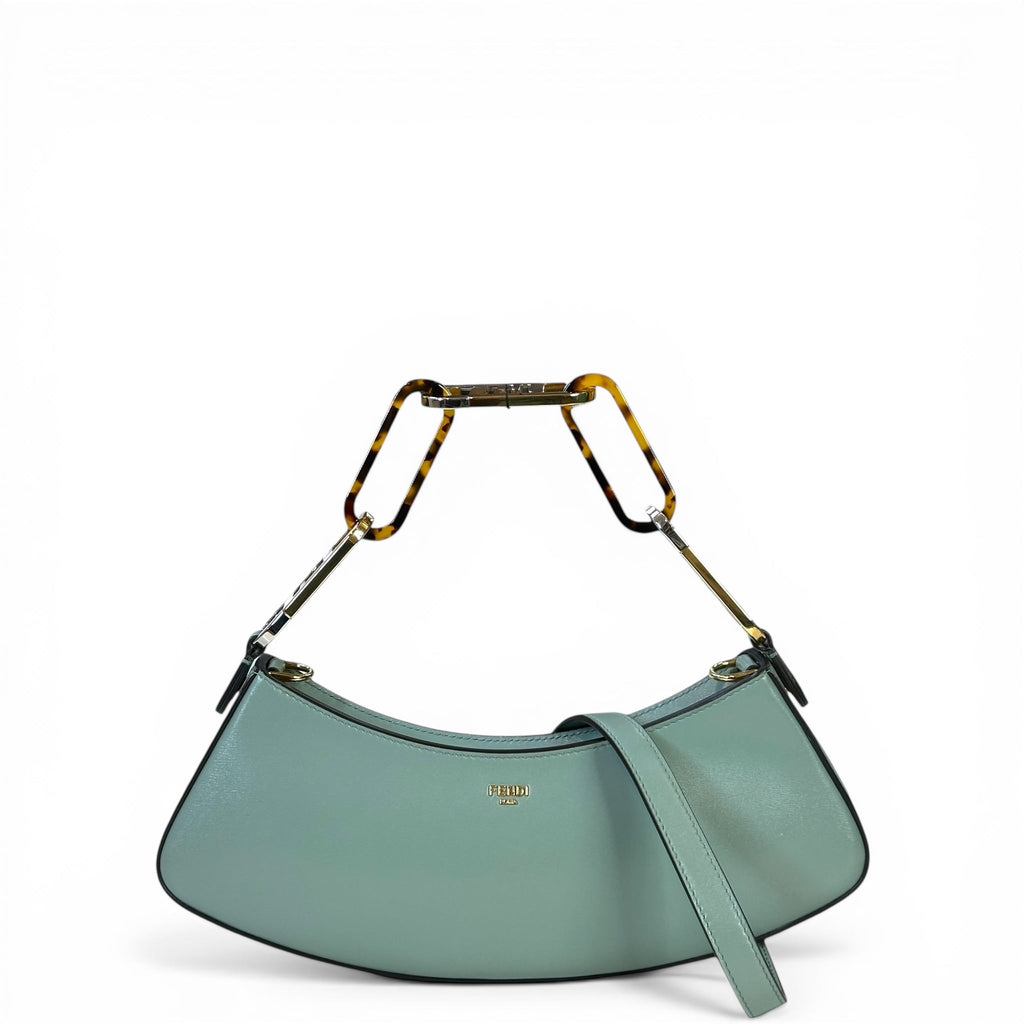 Fendi O'Lock Swing Shoulder Bag Light Blue Leather