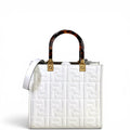 Fendi Sunshine Tote Small White Leather
