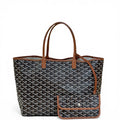Goyard St Louis PM Tote Black/Tan Goyardine
