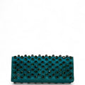 Gucci Broadway Clutch Green Crystal Embellished Teal Satin